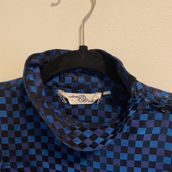 Vintage Satin Checkered Ruffle Top - Picture 5 of 10